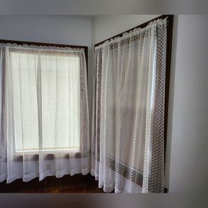 1980s Vintage Geometric Pattern Sheer Drapes 6 Panels available. Price per panel